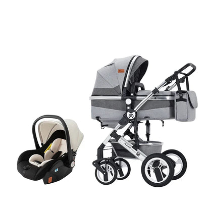 2023 High Landscape Baby Stroller 3 in 1 With Car Seat and Stroller Luxury Infant Stroller Set Newborn Baby Car Seat Trolley