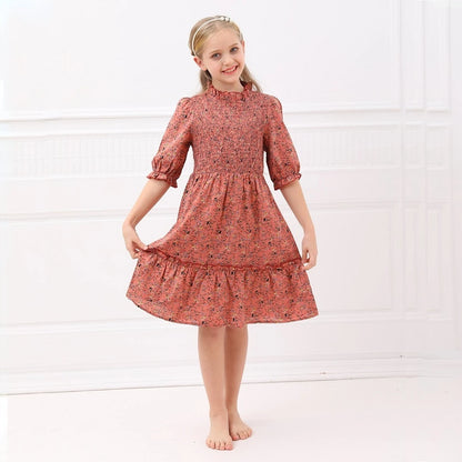 6M To 18Y Kids Baby Girls Teen Summer Dress Women Midi Dress Children Clothing Fashion Sisters Floral Baby Romper, #7001