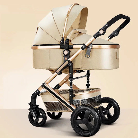 New 2024 Lightweight Luxury Baby Stroller 2 in 1,Portable High Landscape Reversible Stroller,Gold Stroller Travel Pram,baby car