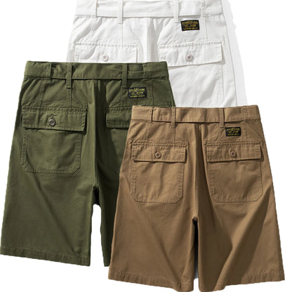 Mens 3 Pack Cargo Shorts Breathable Cotton Summer Casual Solid Color Athletic Running Shorts With Packets