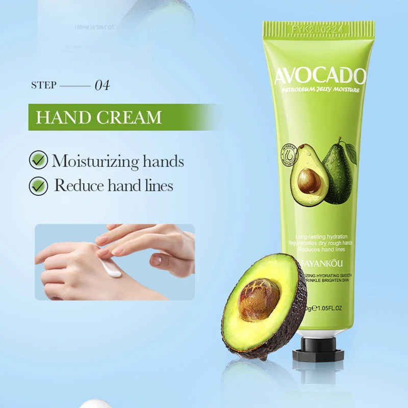 8pcs/Set Avocado Skin Care Sets Face Cream Facial Clreanser Mousse Serum Body Lotion Face Mask Moisturizing Skin Care Kit