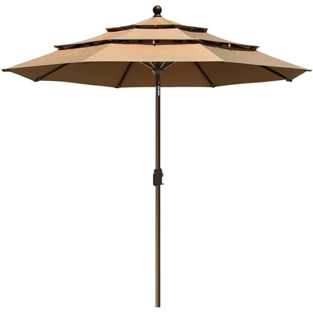 Large Parasol 10-Year-Non-Fading Sunumbrella 9Ft 3 Tiers Market Umbrella Patio Umbrella Outdoor Table Umbrella With Ventilation