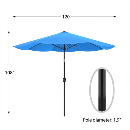 Pure Garden Auto Tilt Patio Umbrella, 10 Ft Aluminum, Easy Crank, Brilliant Blue Shade Umbrellas  Beach Umbrella Sunshade