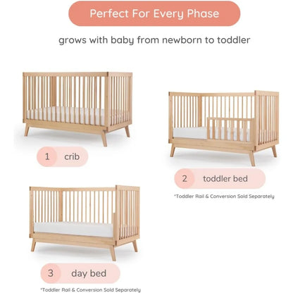 dadada Baby Soho 3-in-1 Convertible Crib to Toddler Bed – Wooden Crib Made in Italy, GREENGUARD Gold Certified Small Baby Crib