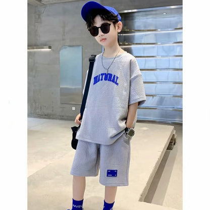 Summer Teenage Boy Clothes Children Letter Tshirt and Shorts Set Kid Short Sleeve Top Buttom 2pcs Outfits Kids Clothes