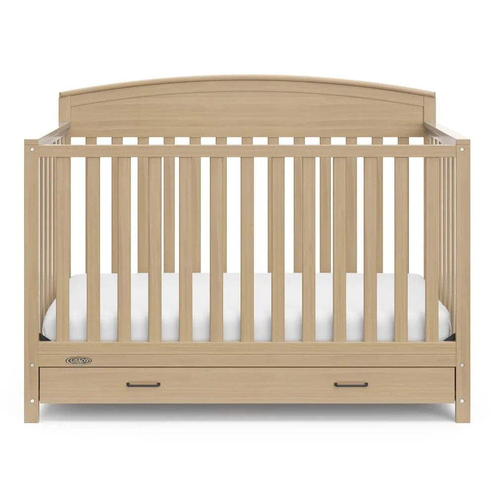 Graco Benton 5-In-1 Convertible Crib With Drawer (Driftwood) - Converts From Baby Crib To Toddler Bed, Daybed And Full-Size Bed,