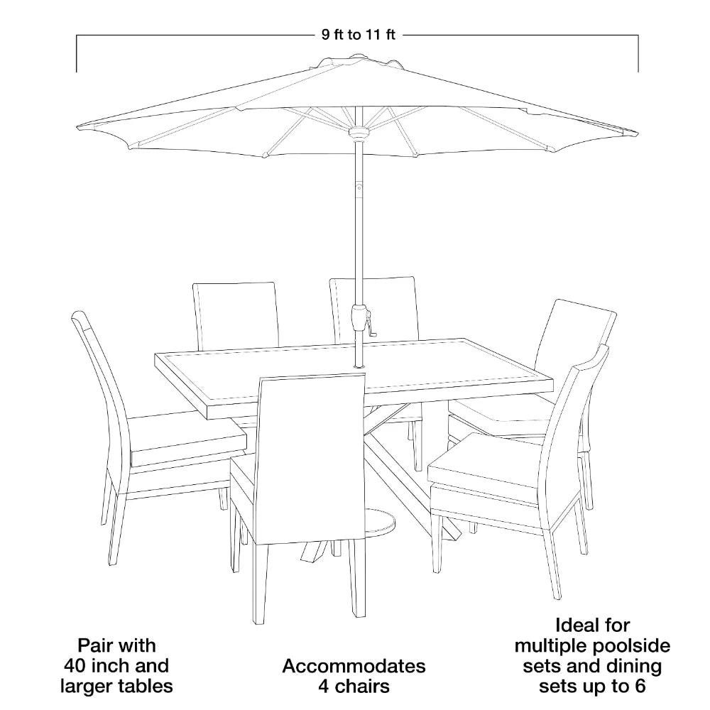 Outdoor 9' Ticking Stripes Round Crank Premium Patio Umbrella