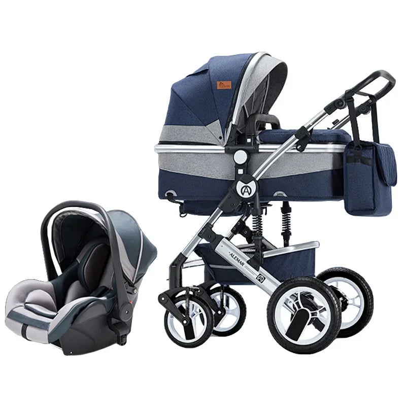 2023 High Landscape Baby Stroller 3 in 1 With Car Seat and Stroller Luxury Infant Stroller Set Newborn Baby Car Seat Trolley