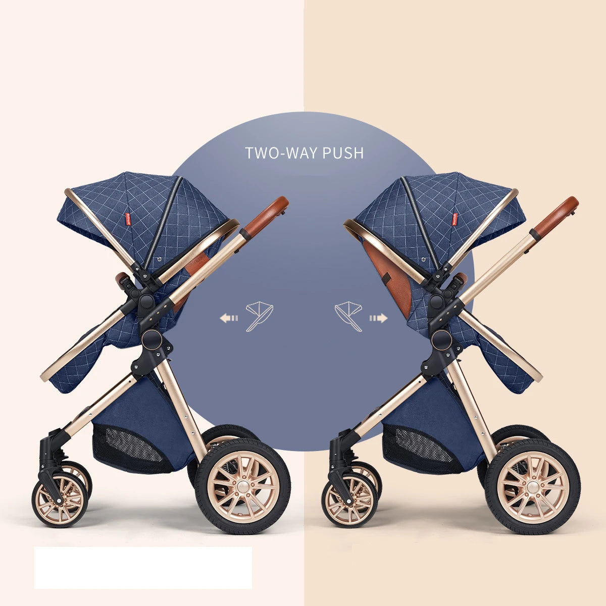 Luxury Baby Stroller 3 in 1 High Landscape Baby Cart Can Sit Can Lie Portable Pushchair Baby Cradel Infant Carrier