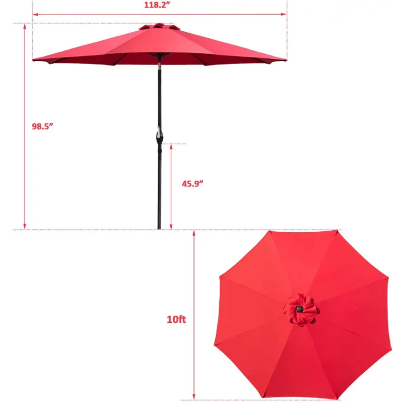 Vineego 9 FT Market Patio Umbrella Outdoor Straight Umbrella with Tilt Adjustable,Blue umbrella beach  umbrella stand