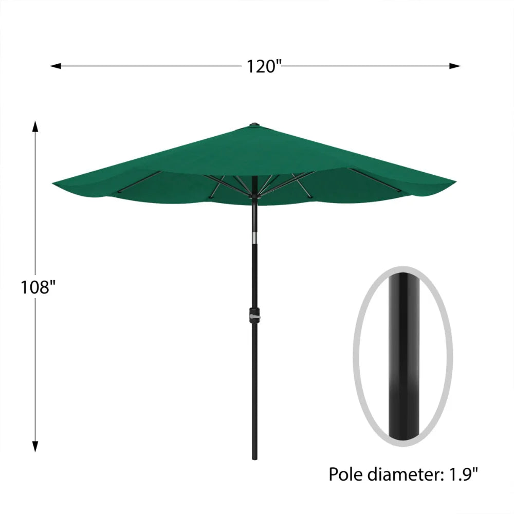 10-Foot Auto Tilt Patio Umbrella, Hunter Green Beach Umbrella Sunshade  Patio Furniture  Umbrella Stand