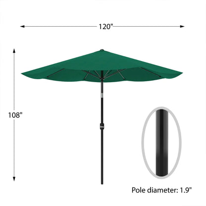 10-Foot Auto Tilt Patio Umbrella, Hunter Green Beach Umbrella Sunshade  Patio Furniture  Umbrella Stand