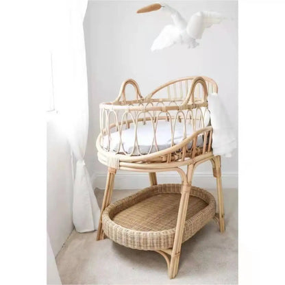 Superior Rattan Baby Little Bed Crib Vintage Rattan Bassinet Babies and Kid Tiny Bed Outdoor Apartment Hotel Other Kids' Beds