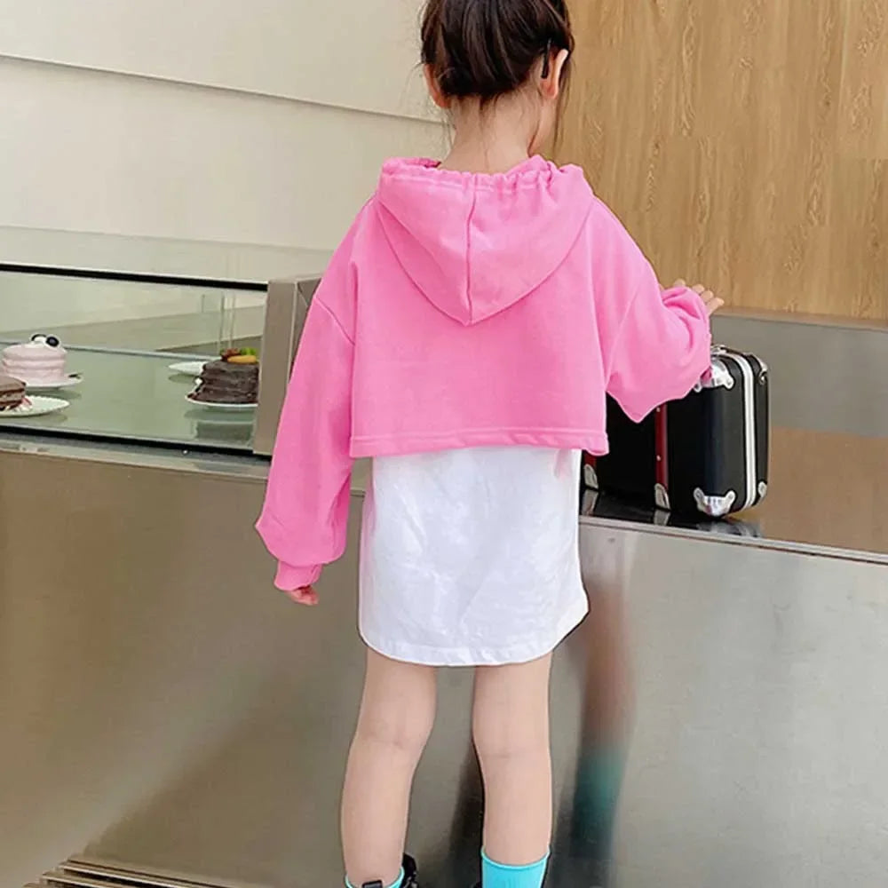 Girls Hoodies Kids Letter Print Outerwear Teens Hooded Sweatshirt 2024 Spring Fall 3 To 12Yrs Children's Korean Style Clothing