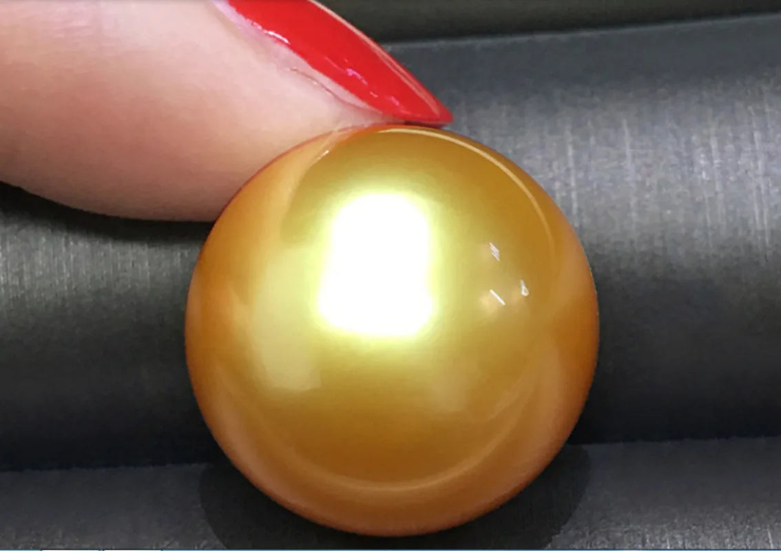 TOP Huge 16-17mm Gold Round Loose Pearl Undrilled Women Wedding Party Jewelry Accessories Necklace Earring Ring Bracelet Pendant