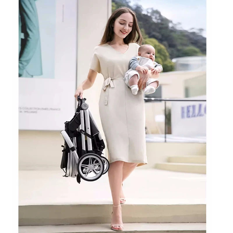 Luxurious Baby Stroller Can Sit Can Lie Baby Pram Portable Baby Travel System Large Space Stroller for Newborn